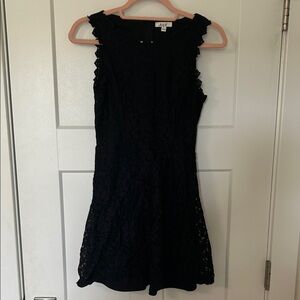 AUW Black Sleeveless Lace Mini Dress